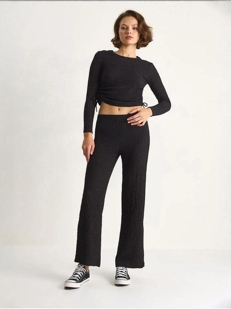 Conjunto co-ord de duas peças justo com calças à boca de sino lucci Preto - Kiabi