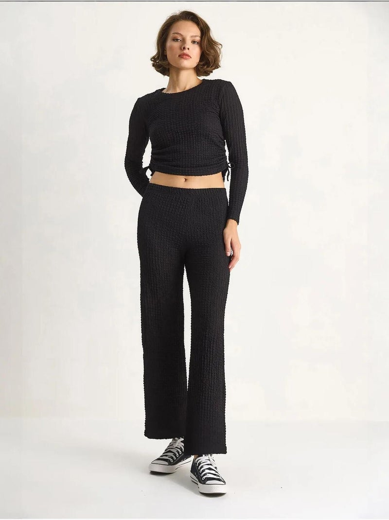 Conjunto co-ord de duas peças justo com calças à boca de sino lucci Preto - Kiabi