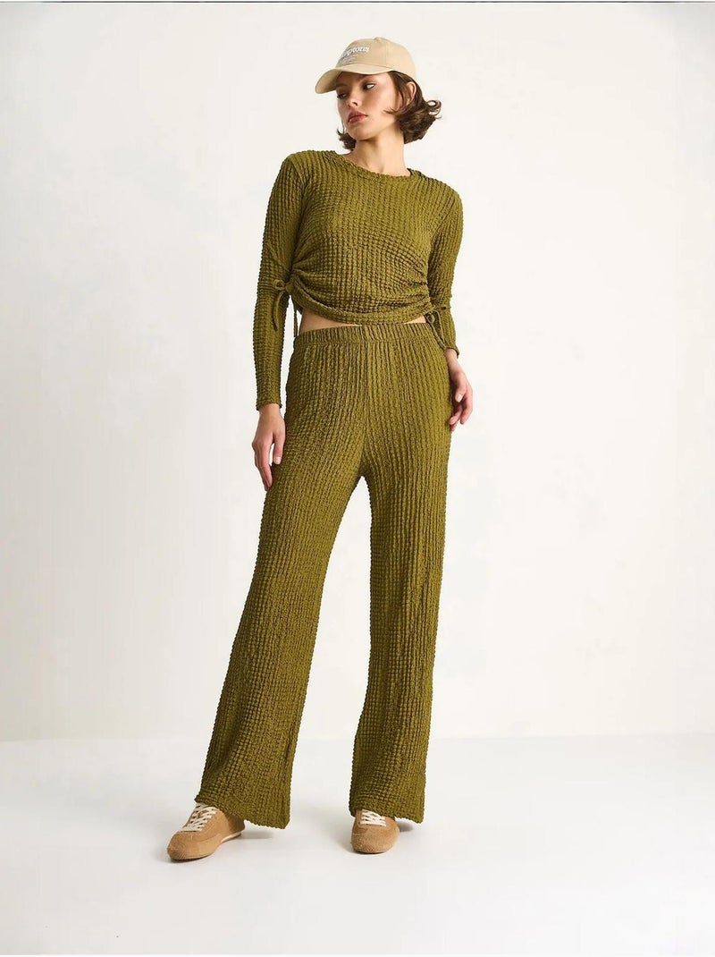 Conjunto co-ord de duas peças justo com calças à boca de sino lucci Verde - Kiabi