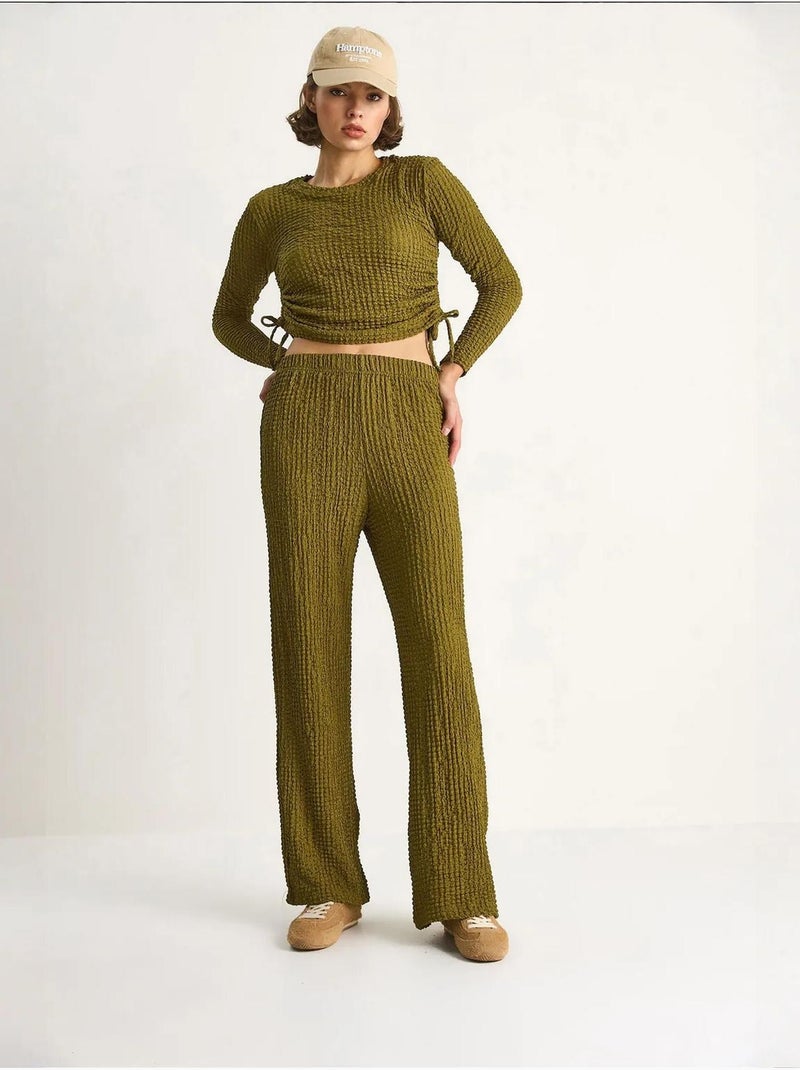 Conjunto co-ord de duas peças justo com calças à boca de sino lucci Verde - Kiabi