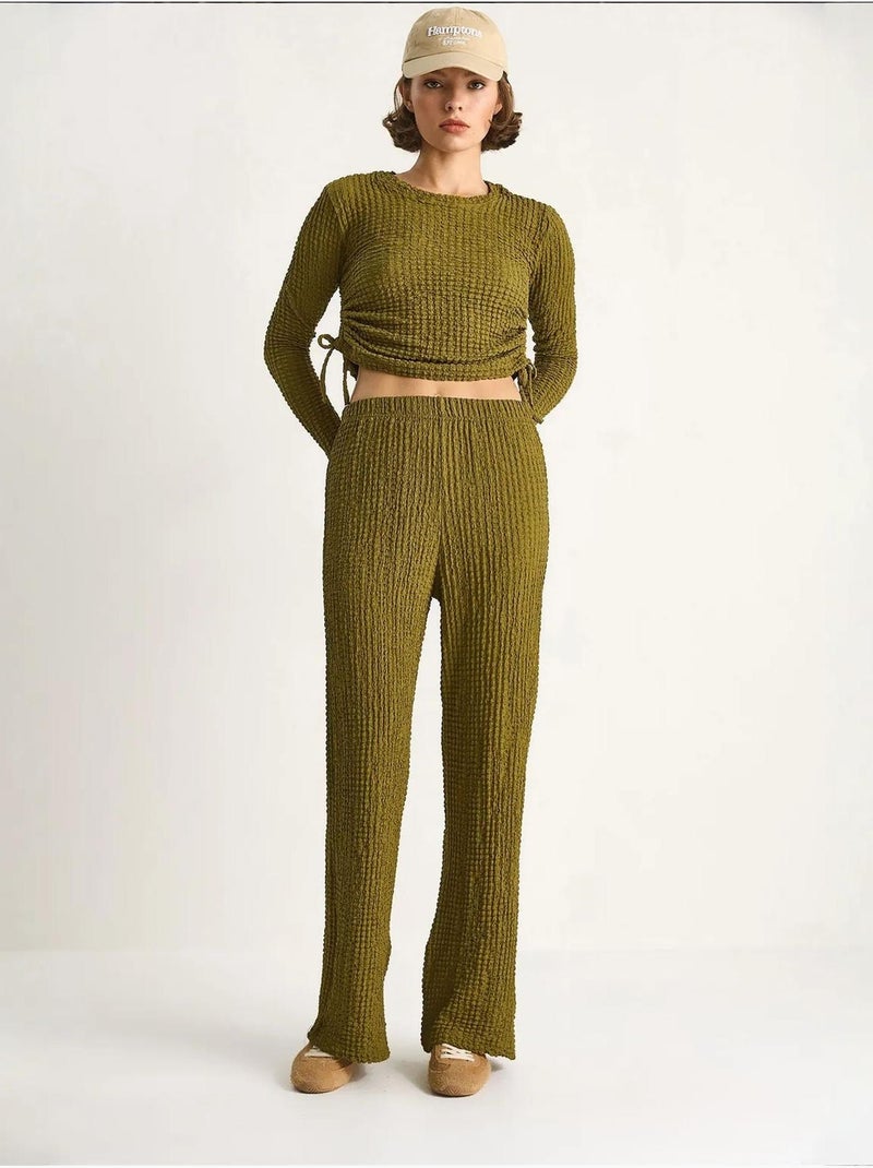 Conjunto co-ord de duas peças justo com calças à boca de sino lucci Verde - Kiabi