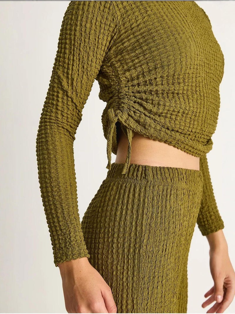 Conjunto co-ord de duas peças justo com calças à boca de sino lucci Verde - Kiabi