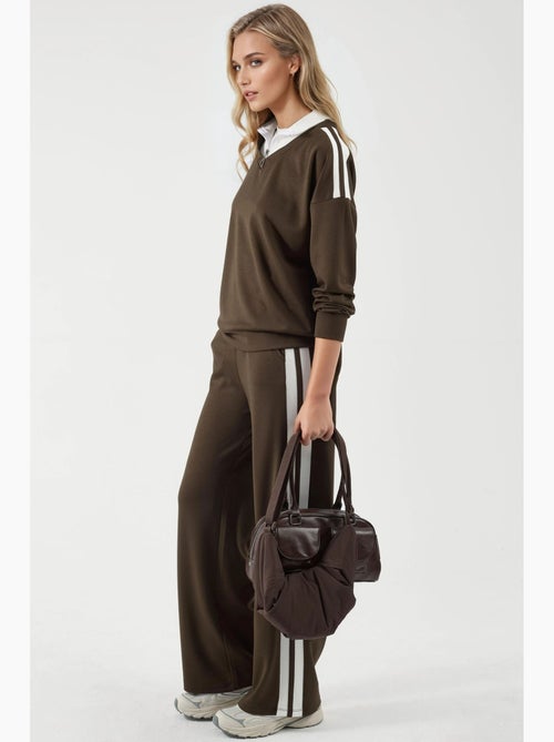Conjunto co-ord de duas peças modal touch com gola com fecho e perna larga, hiccup - Kiabi