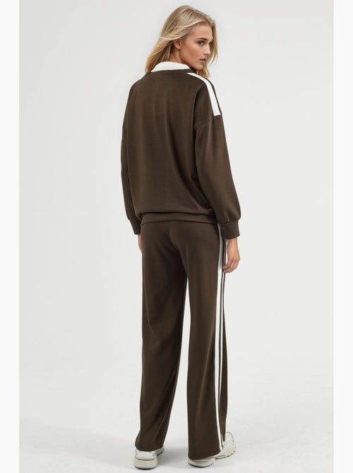 Conjunto co-ord de duas peças modal touch com gola com fecho e perna larga, hiccup - Kiabi