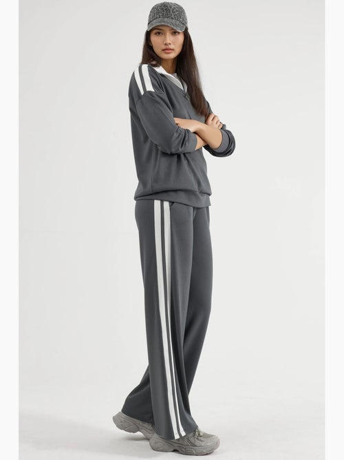 Conjunto co-ord de duas peças modal touch com gola com fecho e perna larga, hiccup - Kiabi