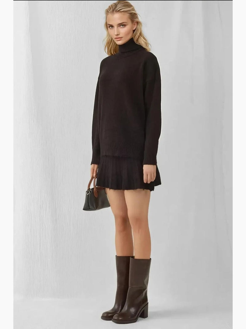 Conjunto co-ord em malha oversized texturizada com gola alta bdart Preto - Kiabi
