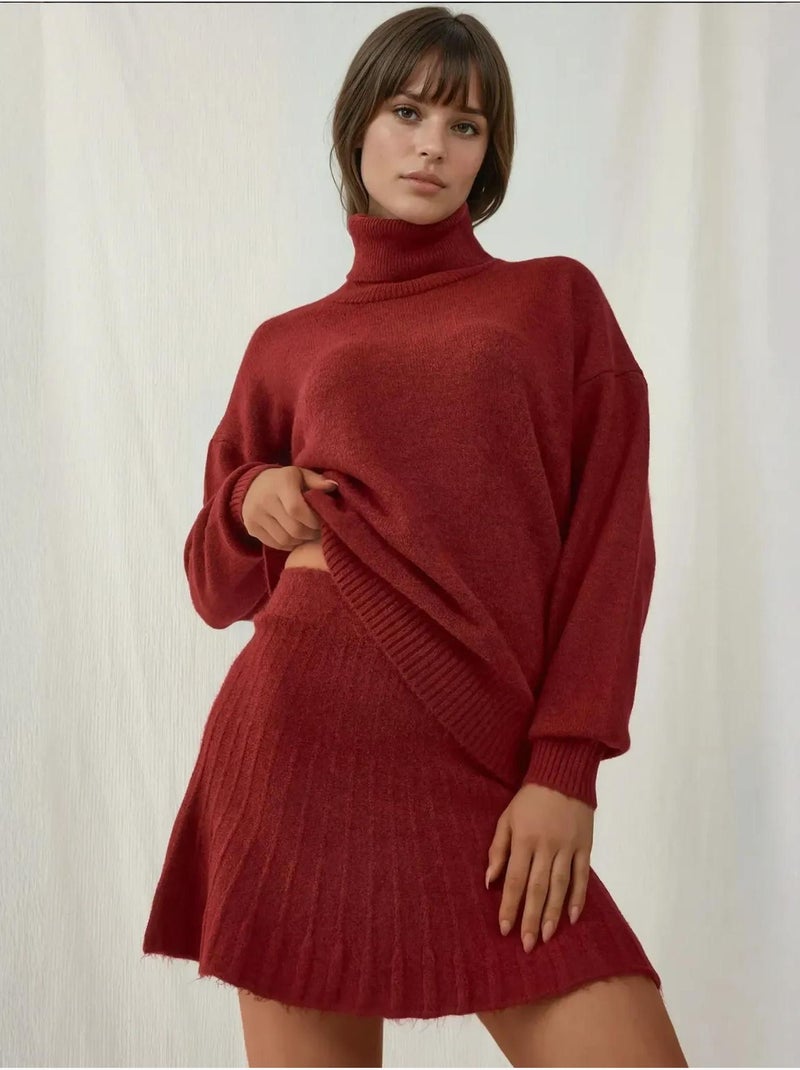 Conjunto co-ord em malha oversized texturizada com gola alta bdart Vermelho - Kiabi