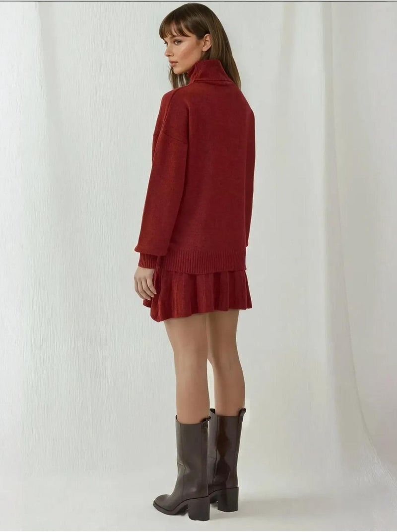 Conjunto co-ord em malha oversized texturizada com gola alta bdart Vermelho - Kiabi