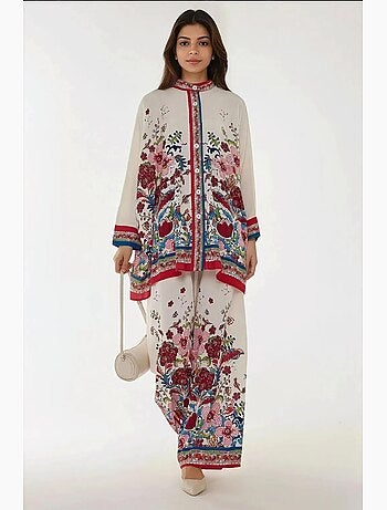 Conjunto co-ord estampado com calças quimono de cintura subida hiccup