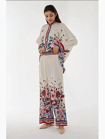 Conjunto co-ord estampado com calças quimono de cintura subida hiccup