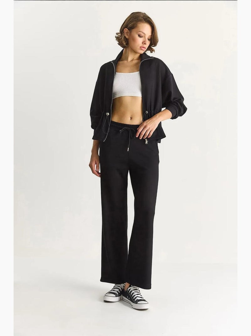 Conjunto co-ord justo com casaco de manga comprida e calças à boca de sino lucci Preto - Kiabi