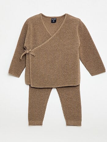 Conjunto colete cache-cœur + leggings em malha - 2 peças