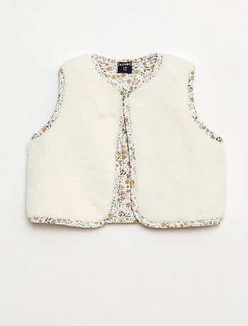 Conjunto colete efeito lã de ovelha + t-shirt + leggings - 3 peças