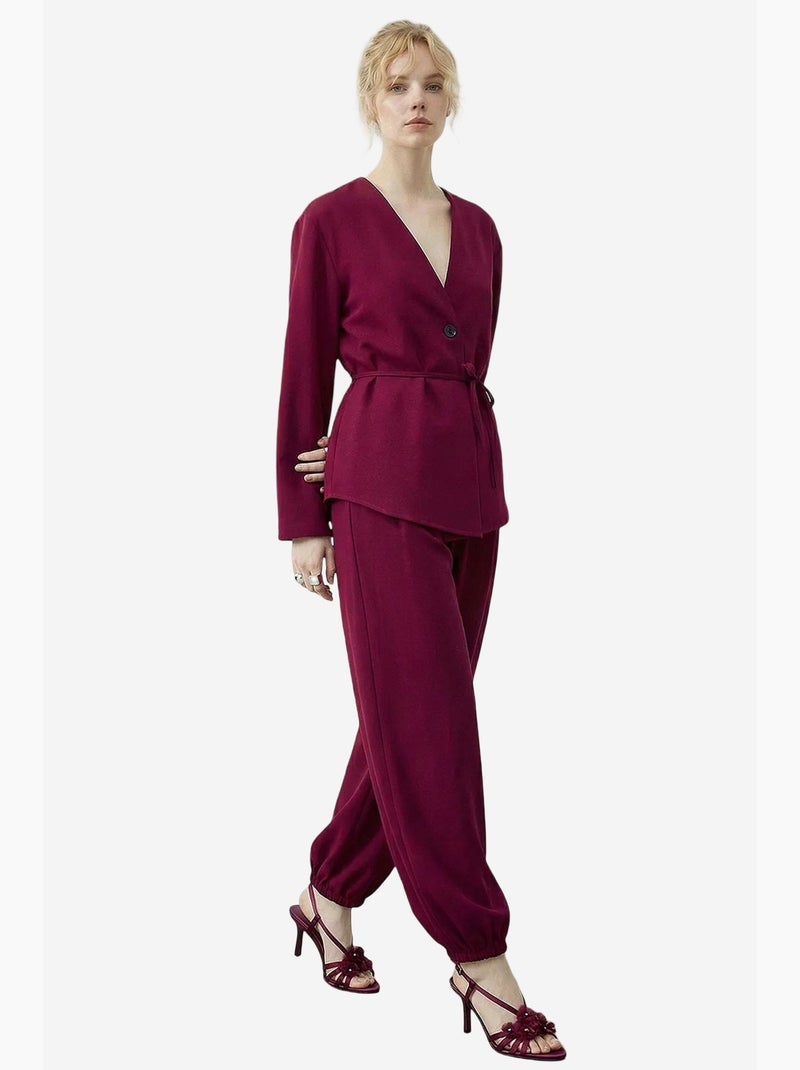 Conjunto com blusa de manga comprida com decote em v e cintura elástica lucci Magenta - Kiabi