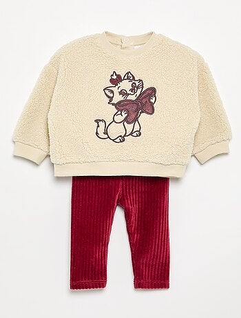 Conjunto com bordado 'Marie' 'Disney' à frente - 2 peças