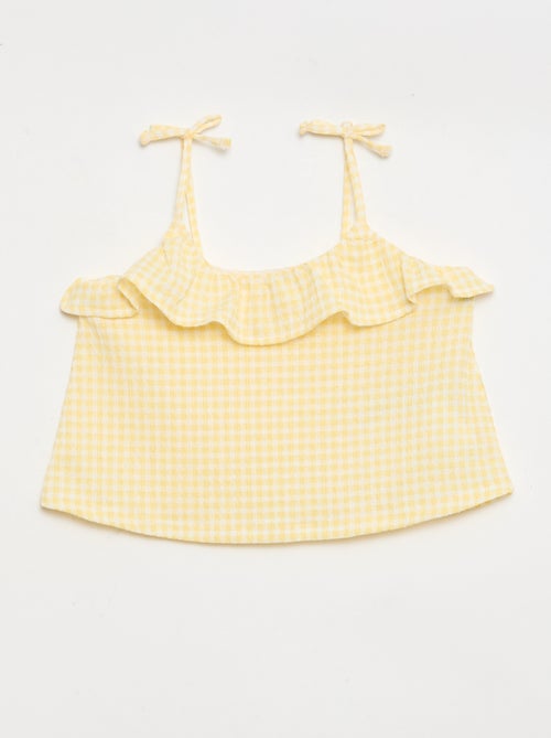 Conjunto com padrão Vichy: calções + top sem mangas - 2 peças - Kiabi