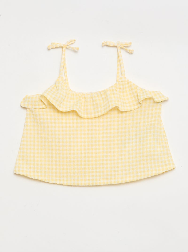 Conjunto com padrão Vichy: calções + top sem mangas - 2 peças Amarelo - Kiabi