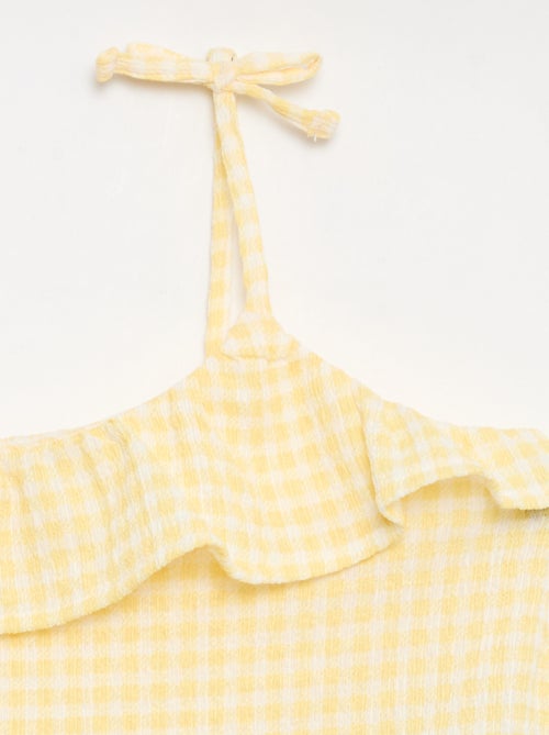 Conjunto com padrão Vichy: calções + top sem mangas - 2 peças - Kiabi