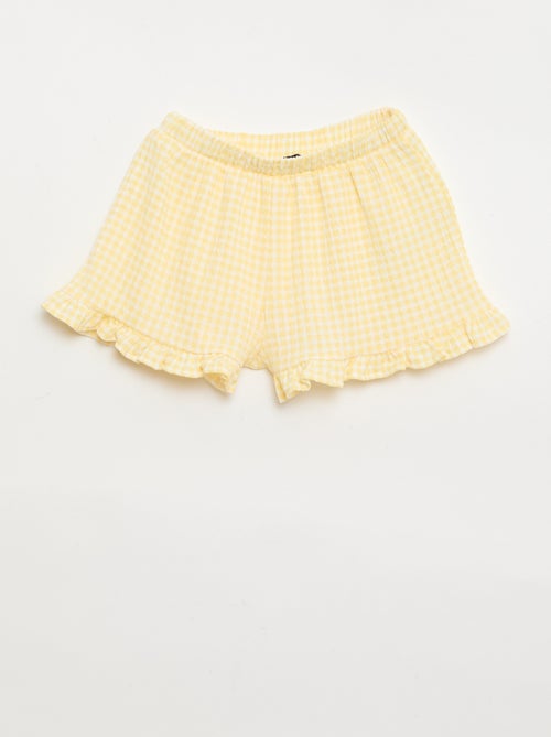 Conjunto com padrão Vichy: calções + top sem mangas - 2 peças - Kiabi