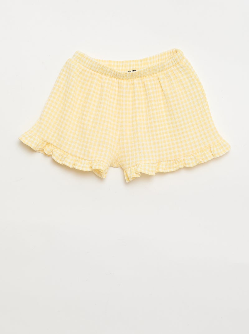 Conjunto com padrão Vichy: calções + top sem mangas - 2 peças Amarelo - Kiabi
