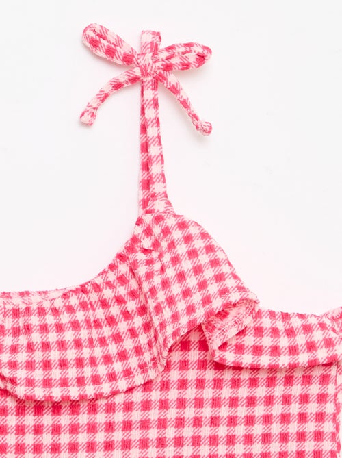 Conjunto com padrão Vichy: calções + top sem mangas - 2 peças - Kiabi