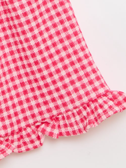 Conjunto com padrão Vichy: calções + top sem mangas - 2 peças - Kiabi