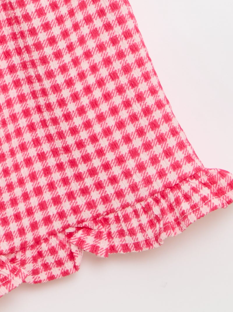 Conjunto com padrão Vichy: calções + top sem mangas - 2 peças Rosa - Kiabi