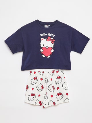 Conjunto com t-shirt + calções de pijama 'Hello Kitty' - 2 peças