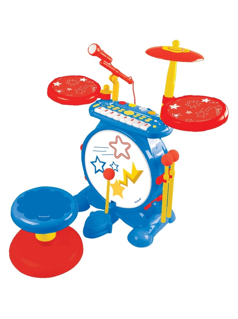 Conjunto completo de bateria eletrónica luminosa my rock band com assento Azul - Kiabi