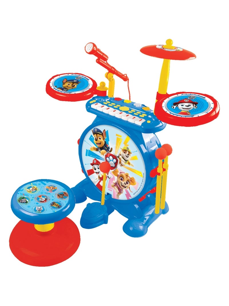 Conjunto completo de bateria eletrónica luminosa my rock band paw patrol com assento Azul - Kiabi