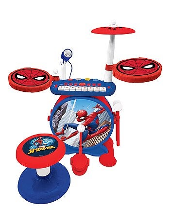 Conjunto completo de bateria eletrónica luminosa my rock band spiderman com assento