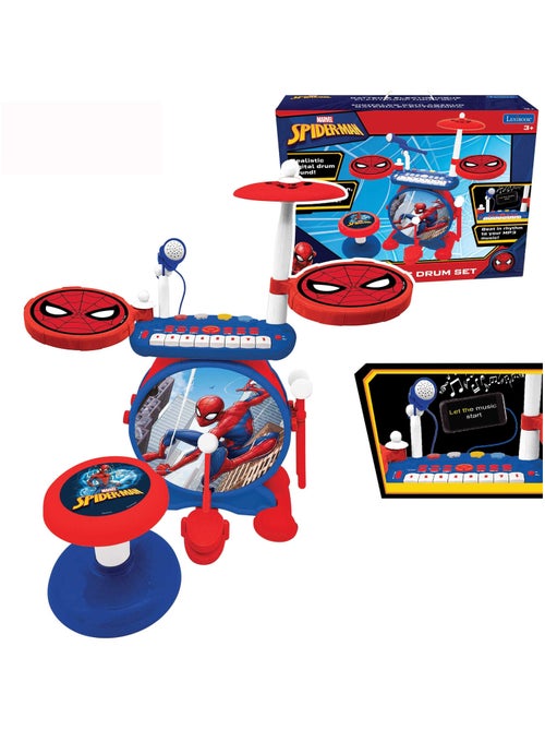 Conjunto completo de bateria eletrónica luminosa my rock band spiderman com assento - Kiabi Conjunto completo de bateria eletrónica luminosa my rock band spiderman com assento - Kiabi