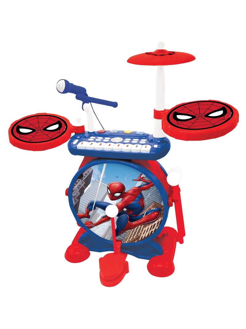 Conjunto completo de bateria eletrónica luminosa my rock band spiderman com assento Vermelho - Kiabi