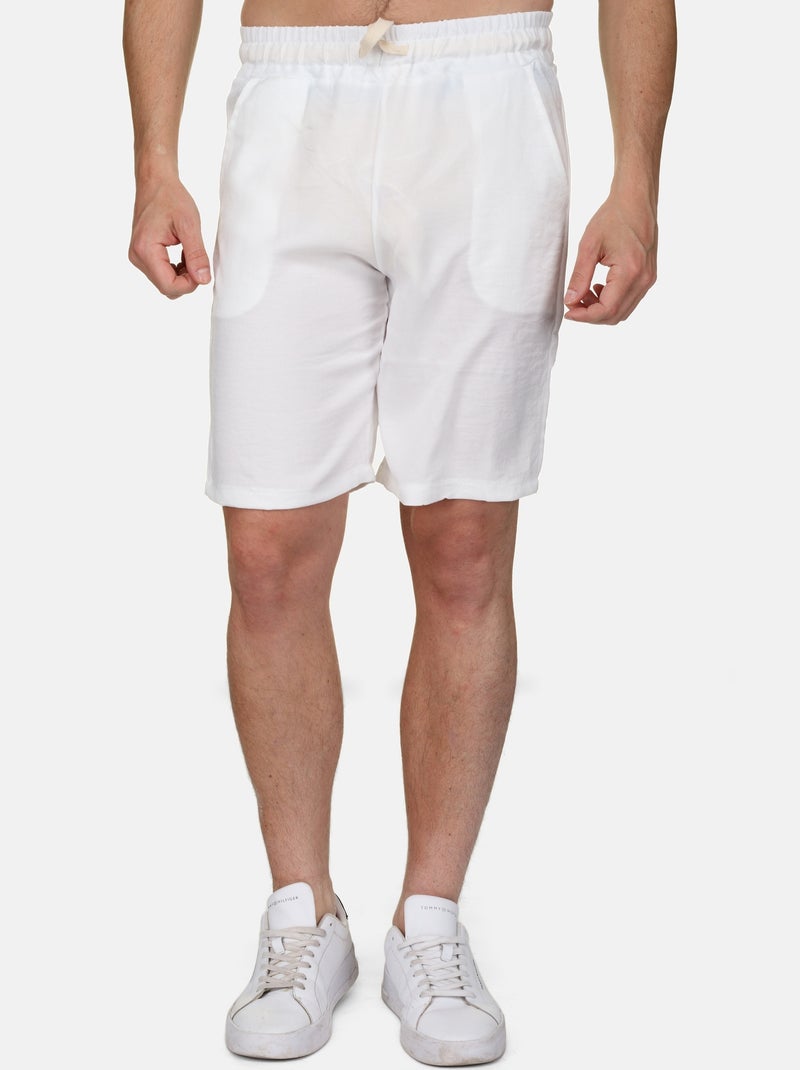 Conjunto composto por camisa e calções lisos com textura - Frilivin Branco - Kiabi