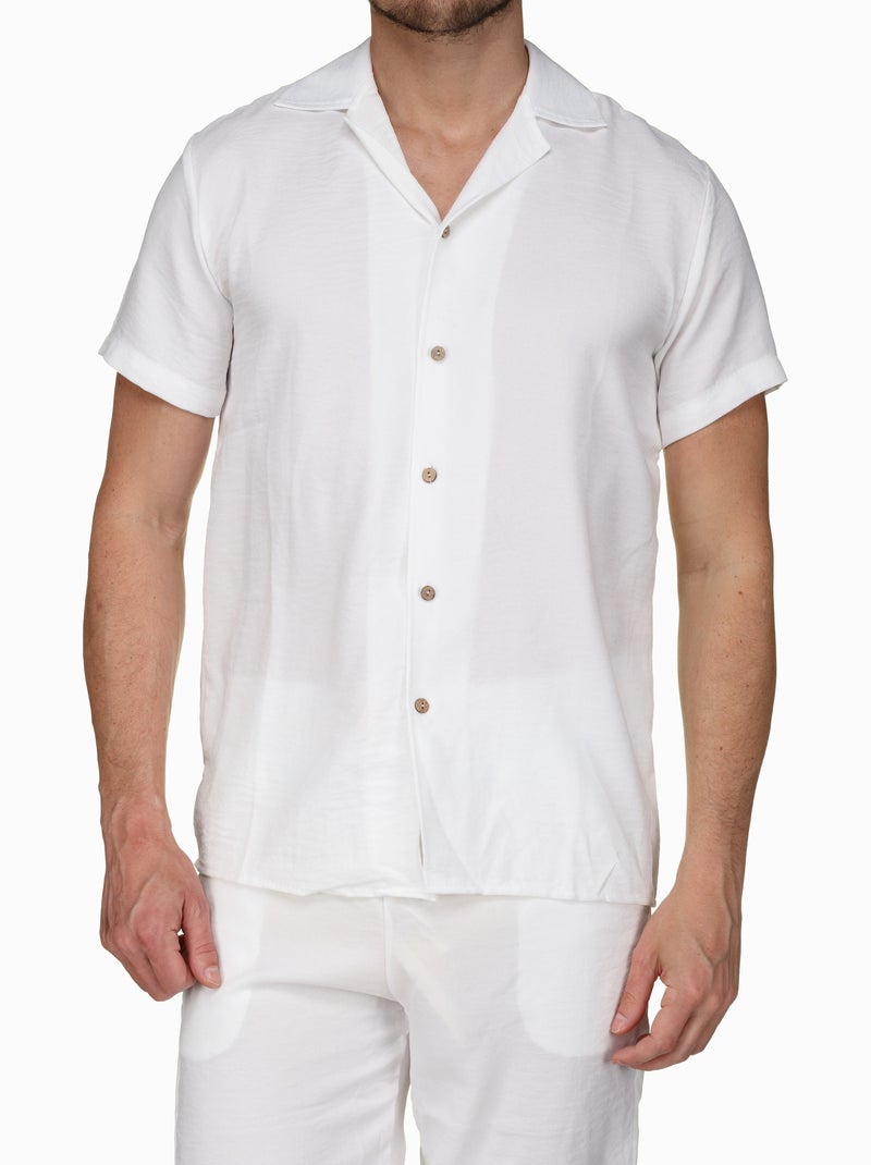 Conjunto composto por camisa e calções lisos com textura - Frilivin Branco - Kiabi