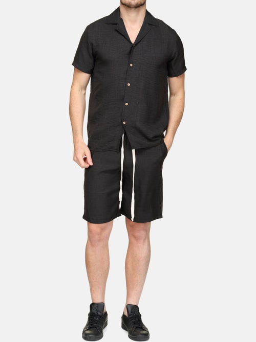 Conjunto composto por camisa e calções lisos com textura - Frilivin - Kiabi Conjunto composto por camisa e calções lisos com textura - Frilivin - Kiabi