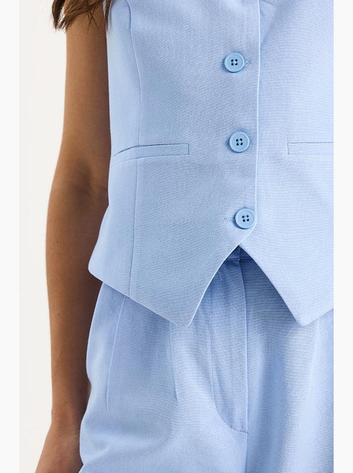Conjunto coord de duas peças com colete de decote em v e calças de perna larga lucci - Kiabi Conjunto coord de duas peças com colete de decote em v e calças de perna larga lucci - Kiabi