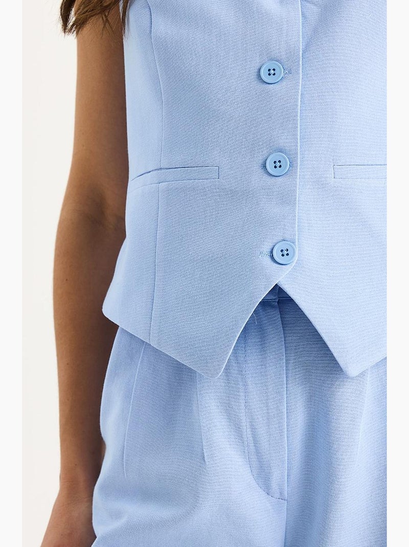 Conjunto coord de duas peças com colete de decote em v e calças de perna larga lucci Azul-céu - Kiabi