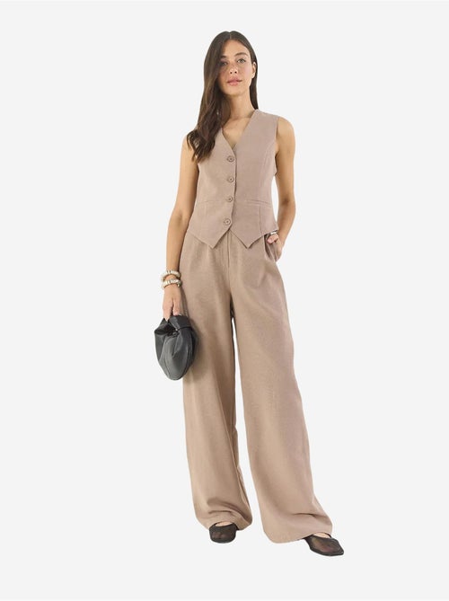 Conjunto coord de duas peças com colete de decote em v e calças de perna larga lucci - Kiabi Conjunto coord de duas peças com colete de decote em v e calças de perna larga lucci - Kiabi