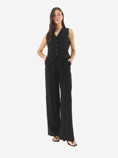 Conjunto coord de duas peças com colete de decote em v e calças de perna larga lucci - Kiabi Conjunto coord de duas peças com colete de decote em v e calças de perna larga lucci - Kiabi
