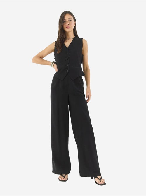 Conjunto coord de duas peças com colete de decote em v e calças de perna larga lucci - Kiabi Conjunto coord de duas peças com colete de decote em v e calças de perna larga lucci - Kiabi