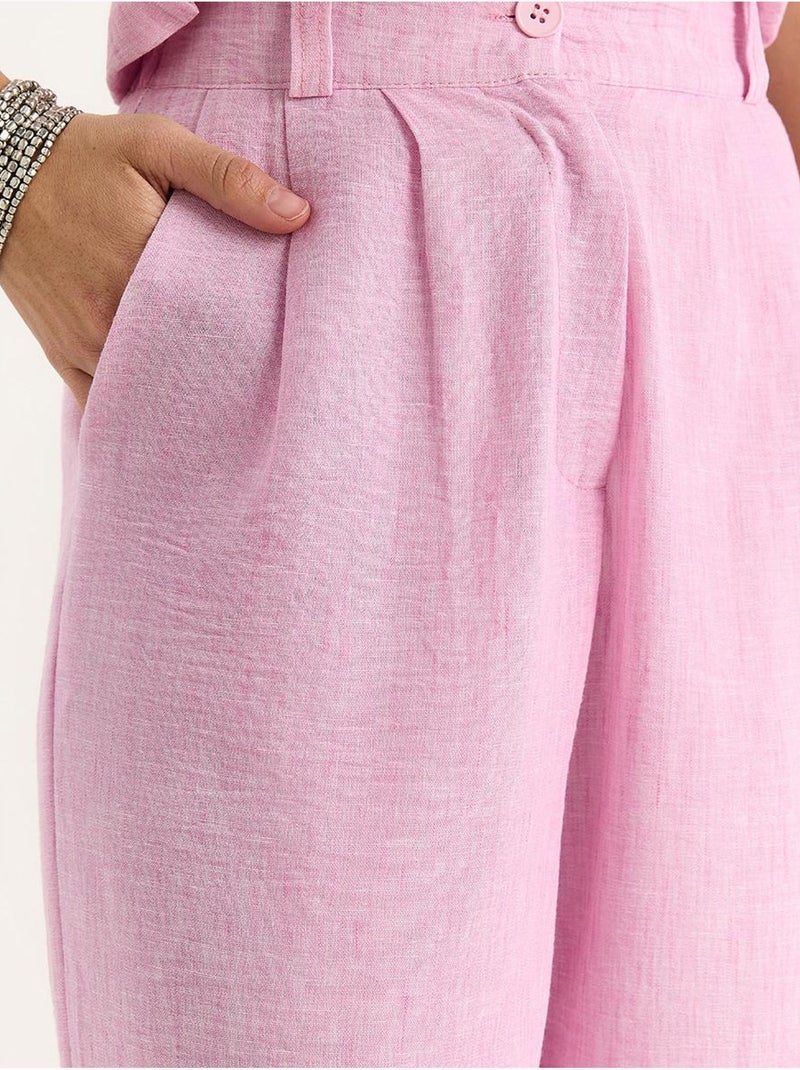 Conjunto coord de duas peças com colete de decote em v e calças de perna larga lucci Rosa-claro - Kiabi