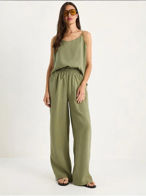 Conjunto coordenado com camisola sem mangas e calças de perna larga lucci - Kiabi