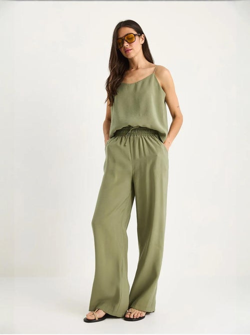 Conjunto coordenado com camisola sem mangas e calças de perna larga lucci - Kiabi