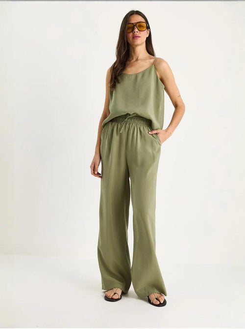 Conjunto coordenado com camisola sem mangas e calças de perna larga lucci - Kiabi