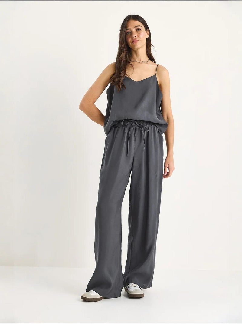 Conjunto coordenado com camisola sem mangas e calças de perna larga lucci Cinza médio - Kiabi