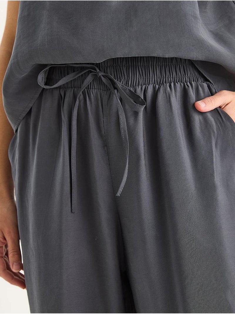 Conjunto coordenado com camisola sem mangas e calças de perna larga lucci Cinza médio - Kiabi