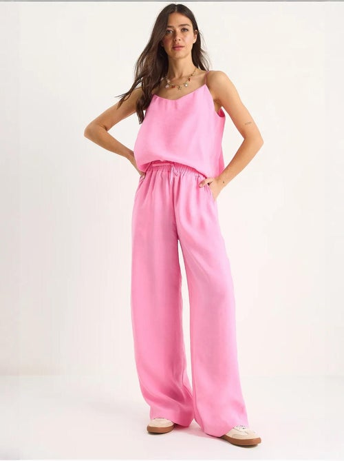 Conjunto coordenado com camisola sem mangas e calças de perna larga lucci - Kiabi