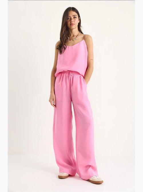 Conjunto coordenado com camisola sem mangas e calças de perna larga lucci - Kiabi