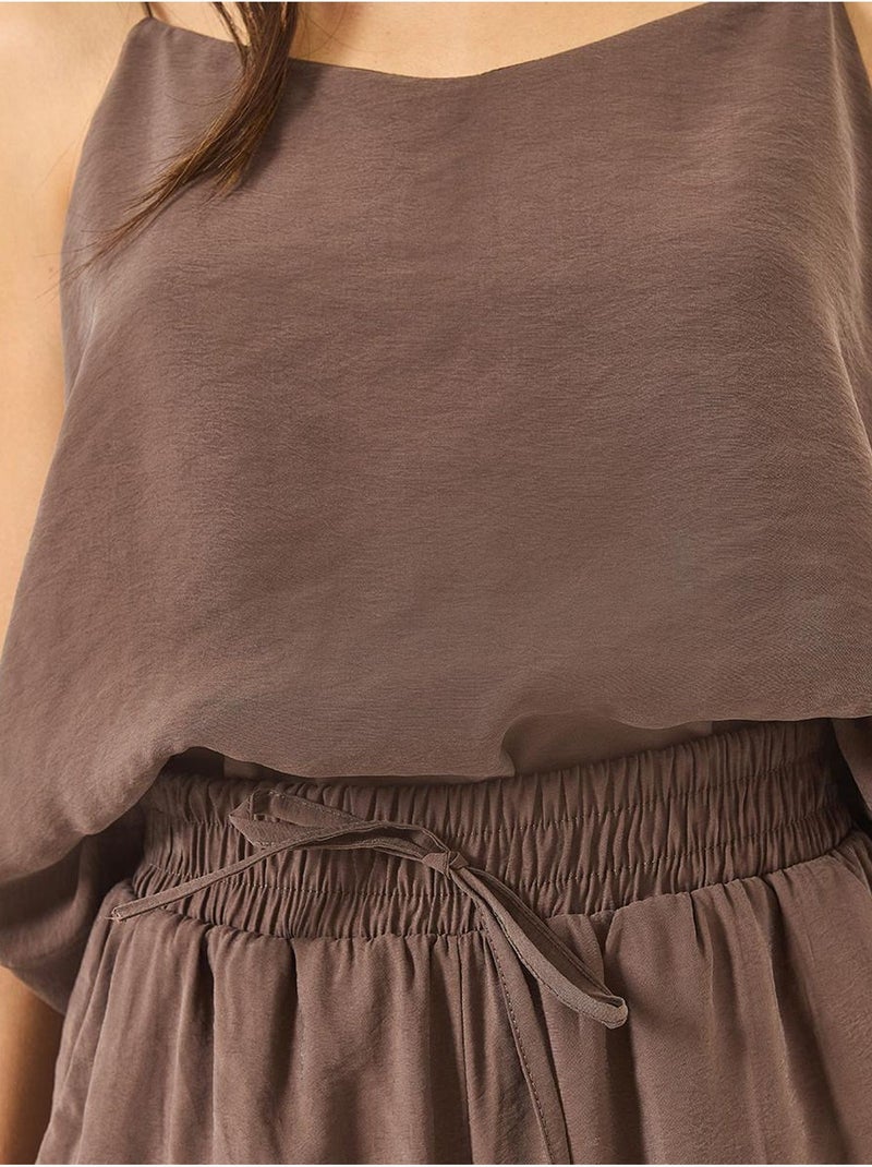 Conjunto coordenado com camisola sem mangas e calças de perna larga lucci Toupe - Kiabi